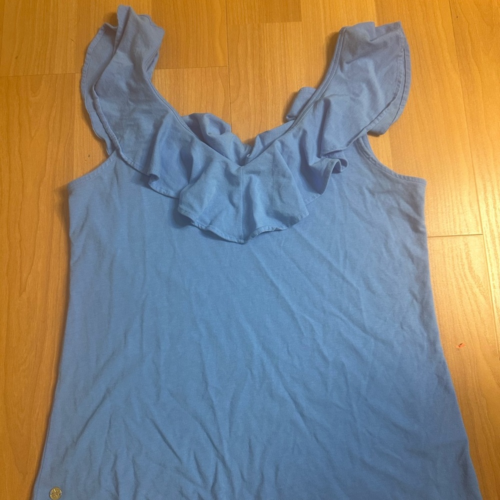 Lilly Pulitzer Light Blue Ruffled Tank Top